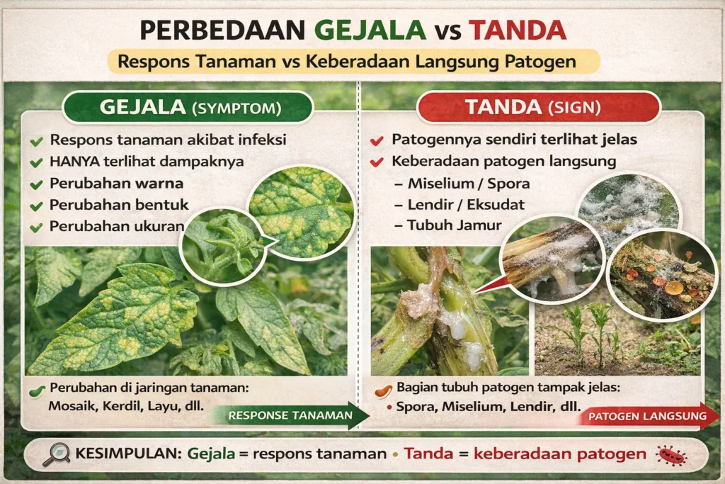 Perbedaan Gejala dan Tanda dalam Penyakit Tanaman