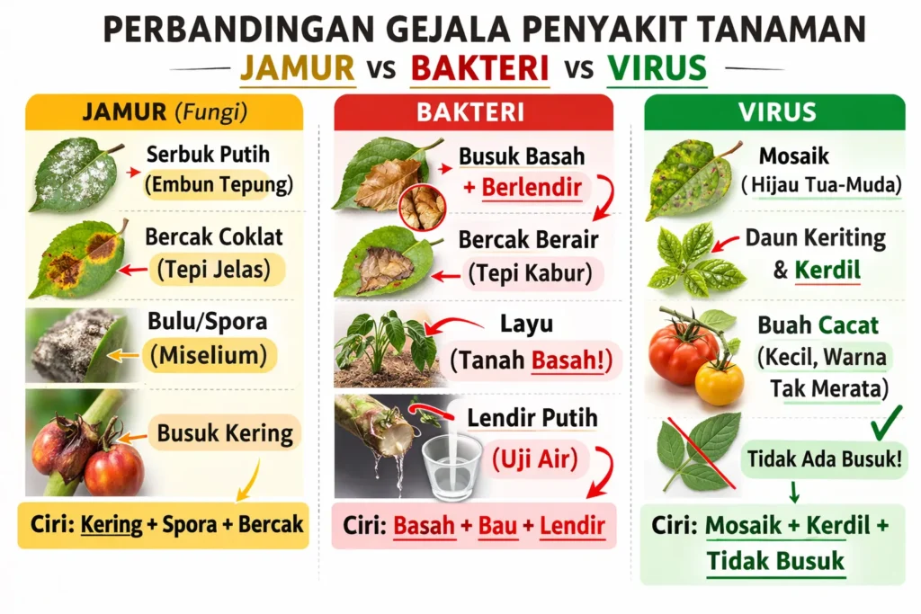 Gejala Penyakit Akibat Jamur, Bakteri, Dan Virus Pada Tanaman?