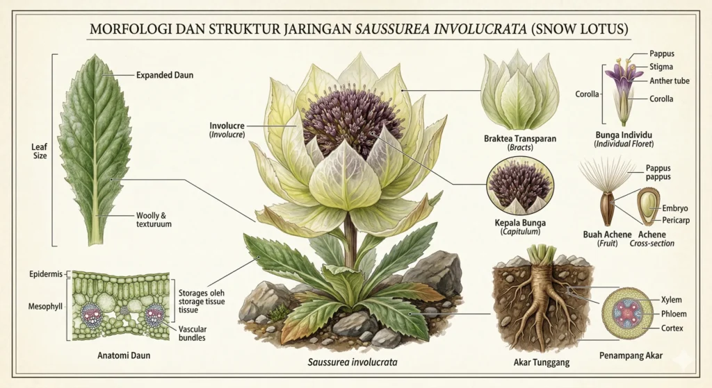 Morfologi dan Struktur Jaringan Teratai Salju (Saussurea involucrata)